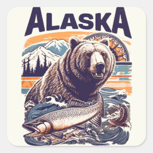 Vintage Alaska Nature Square Sticker