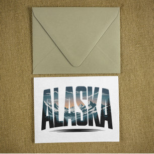 Vintage Alaska Outdoor Adventure Lettering Postcard