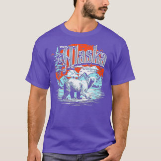 Vintage Alaska Outdoor Retro Polar Bear & Mountain T-Shirt