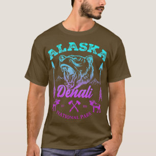 Vintage Alaska Roaring Bear, Denali National Park T-Shirt