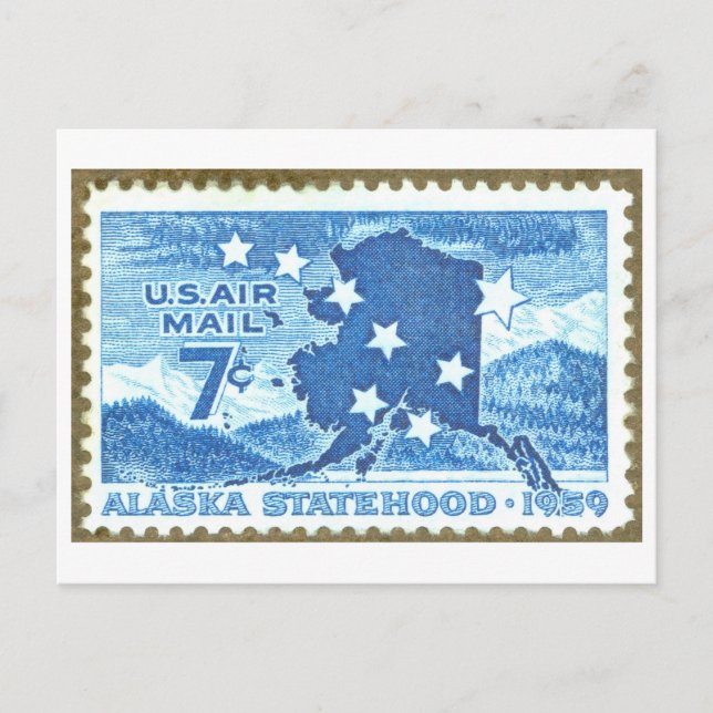 Vintage Alaska Statehood Stamp Postcard (Front)