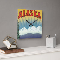 Vintage Alaska Travel Poster Art, Scenic Landscape