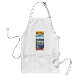 Vintage Alaska Travel Poster Art, Scenic Landscape Standard Apron