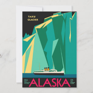 Vintage Alaska Travel Poster Art, Taku Glacier