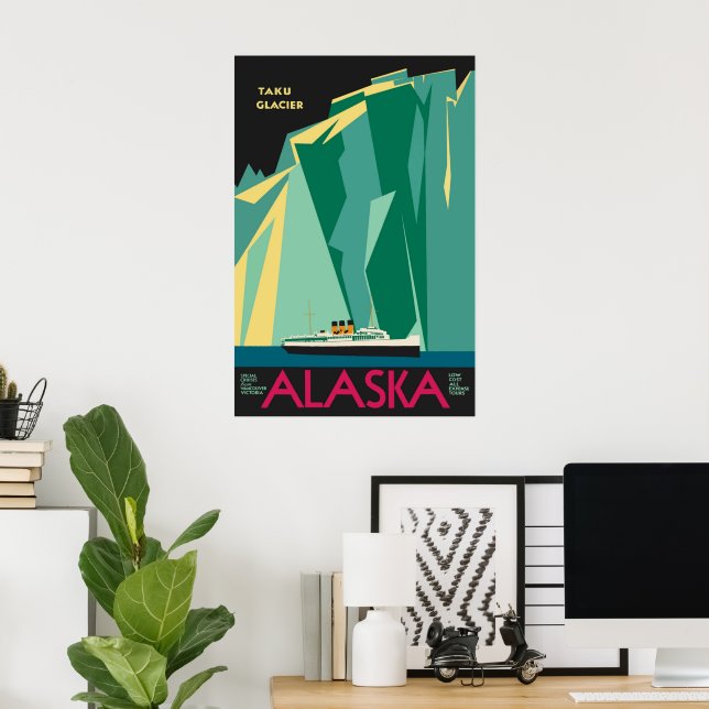 Vintage Alaska Travel Poster Art, Taku Glacier (Home Office)