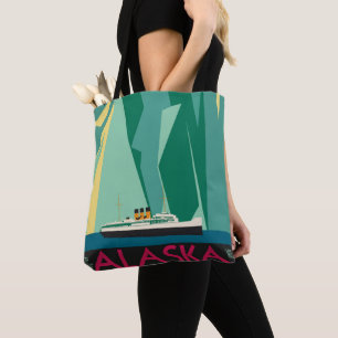 Vintage Alaska Travel Poster Art, Taku Glacier Tote Bag