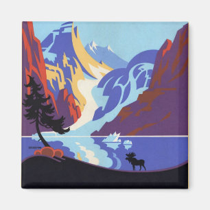 Vintage Alaska Travel Poster, Atlin and the Yukon Magnet