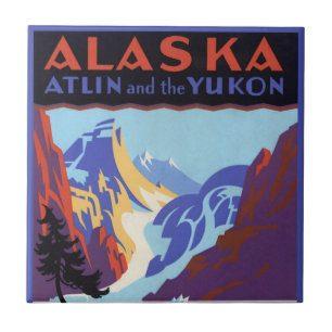 Vintage Alaska Travel Poster, Atlin and the Yukon Tile
