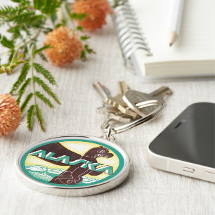 Vintage Alaska Travel Totem Pole Eagle Bird Key Ring