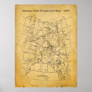Vintage Alaskan Gold Prospecting Map - 1897 Poster