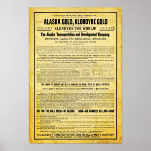 Vintage Alaskan Klondike Gold Rush Travel Poster