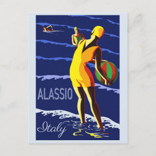 Vintage Alassio Italy Italian Travel Postcard