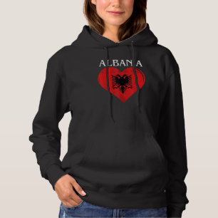 Vintage Albania Flag Heart For Albanian Hoodie