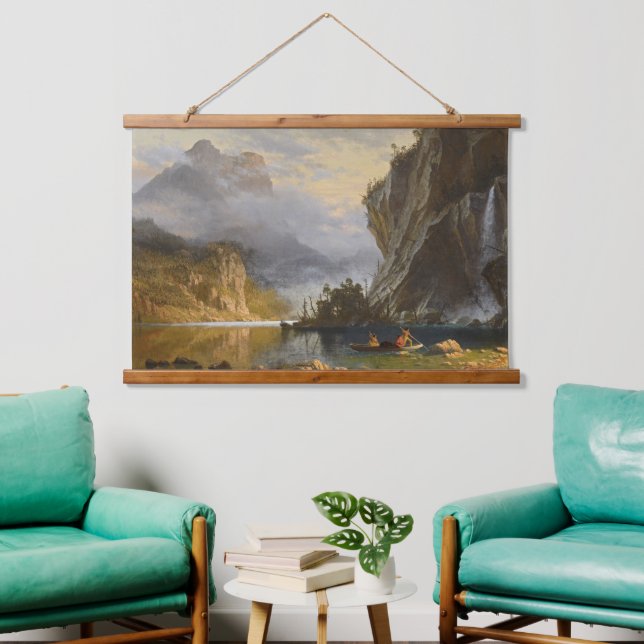 Vintage Albert Bierstadt Indians Spear Fishing    Hanging Tapestry (Living Room)