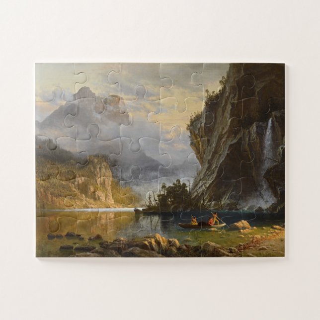 Vintage Albert Bierstadt Indians Spear Fishing  Jigsaw Puzzle (Horizontal)