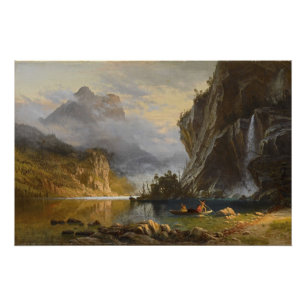 Vintage Albert Bierstadt Indians Spear Fishing    Poster