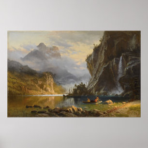 Vintage Albert Bierstadt Indians Spear Fishing Poster