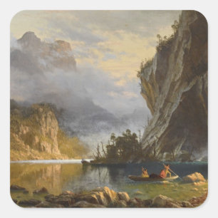 Vintage Albert Bierstadt Indians Spear Fishing Square Sticker
