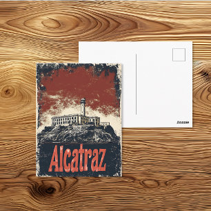 Vintage Alcatraz Island Travel Poster Postcard