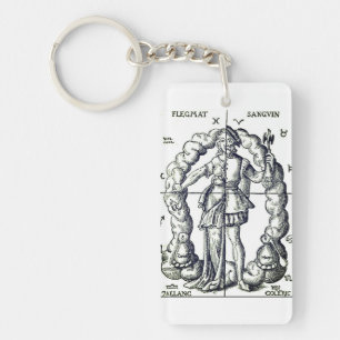 Vintage Alchemic Illustration of Zodiac Signs Key Ring