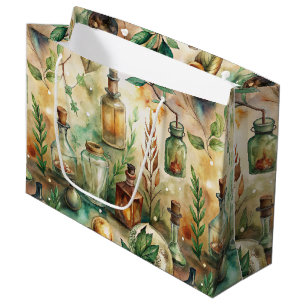 Vintage Alchemy Bottles Botanical Green Large Gift Bag