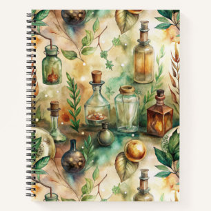 Vintage Alchemy Bottles Botanical Green Notebook