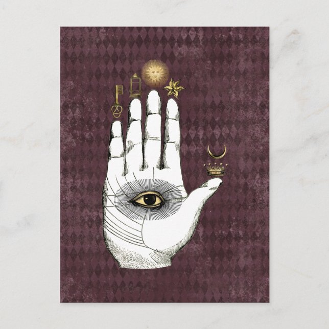 Vintage Alchemy Hand of Mysteries Postcard (Front)