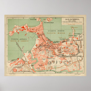 Vintage Alexandria Egypt Map (1887) Poster