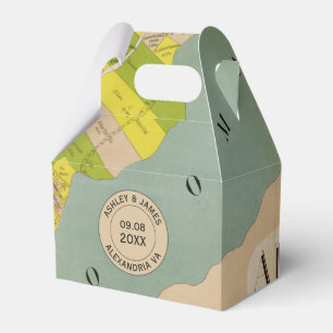 Vintage Alexandria VA Map Wedding Favour Box