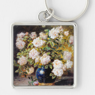 Vintage Alexis Kreyder Roses in a Cobalt Vase    Key Ring