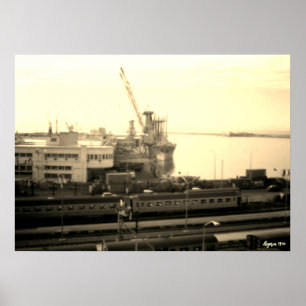 Vintage Algeria Algiers port overview Poster