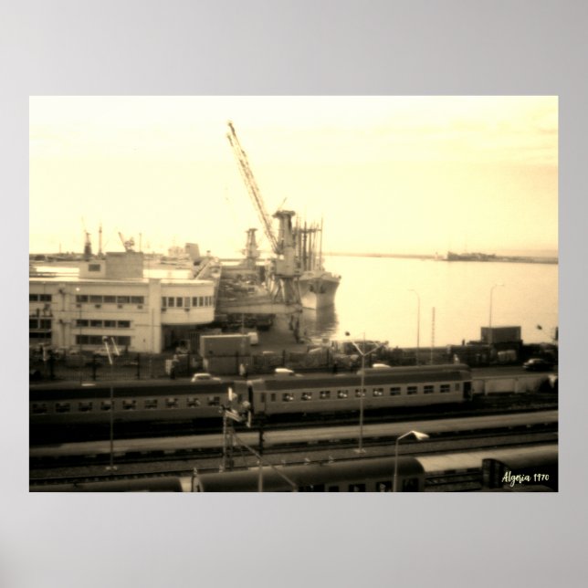 Vintage Algeria Algiers port overview Poster (Front)