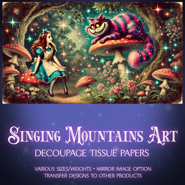 Vintage Alice and Cat Timeless Toadstools Tissue Paper (Creator Uploaded)