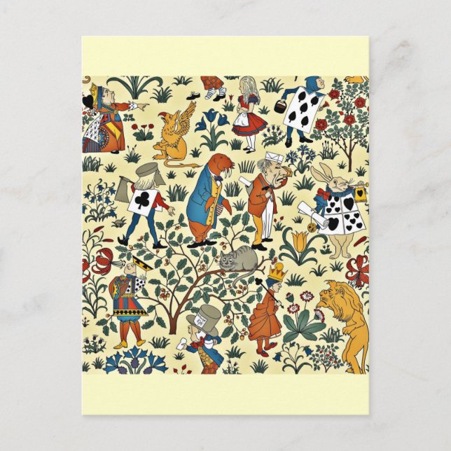 Vintage Alice and Friends Fabric Pattern Postcard (Front)