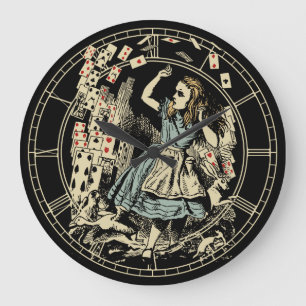 Vintage Alice Cards Flying Large Clock