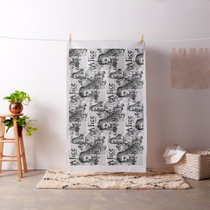 Vintage Alice Collage Black And White Fabric