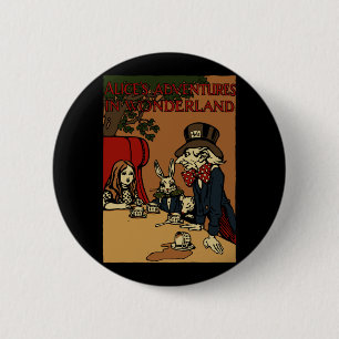 Vintage Alice Cover Mad Tea Party 6 Cm Round Badge