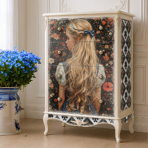Vintage Alice Floral Garden Portrait Oil Painting Tissue Paper