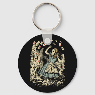 Vintage Alice Flying Cards Dark Key Ring