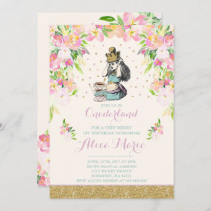 Vintage Alice In ONEderland Birthday Invitation