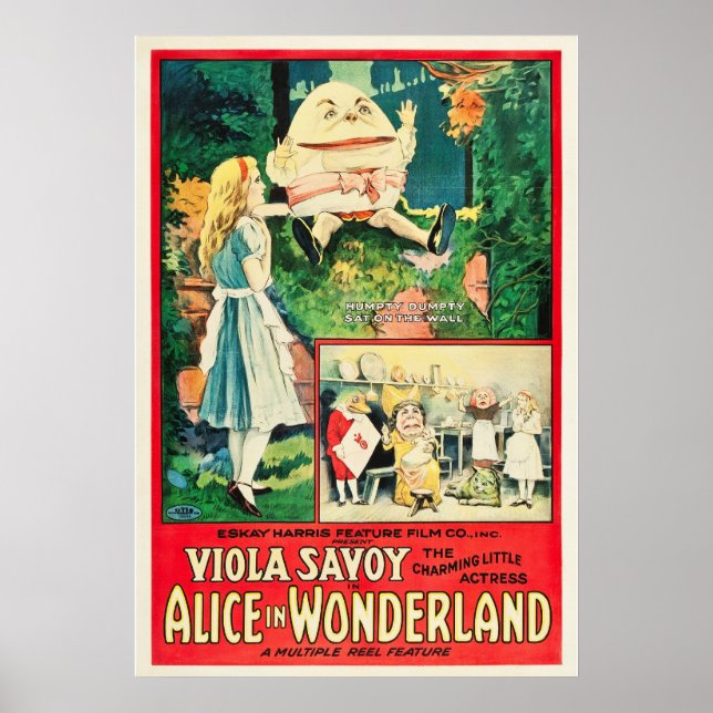 Vintage Alice in Wonderland 1915 Hollywood Movie  Poster (Front)