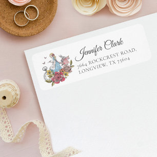 Vintage Alice in Wonderland Alice & Rabbit Floral