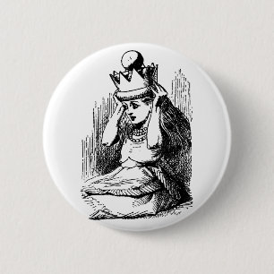 Vintage Alice in Wonderland, Alice w Queen's Crown 6 Cm Round Badge