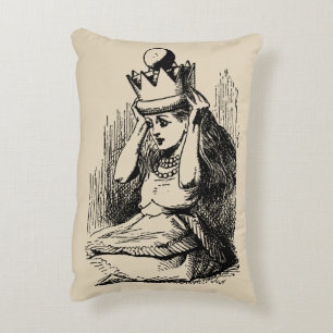 Vintage Alice in Wonderland, Alice w Queen's Crown Decorative Cushion