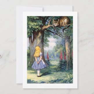Vintage Alice In Wonderland And Cat Above Tree Invitation