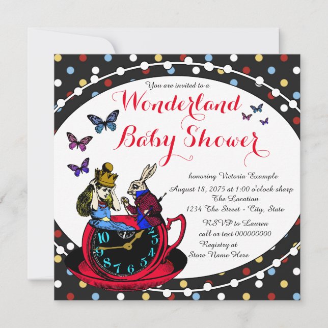 Vintage Alice in Wonderland Baby Shower Invitation (Front)