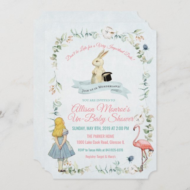Vintage Alice in Wonderland Baby Shower Invitation (Front/Back)