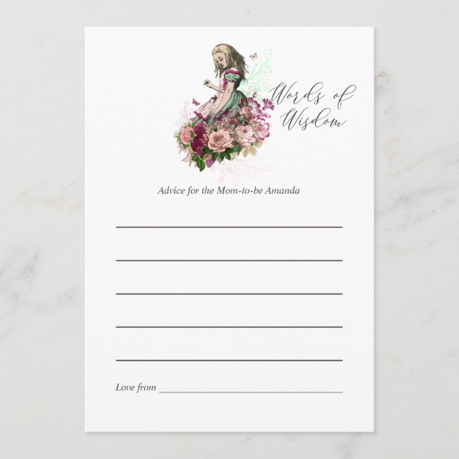 Vintage Alice In Wonderland Baby Shower Mum Advice (Front)