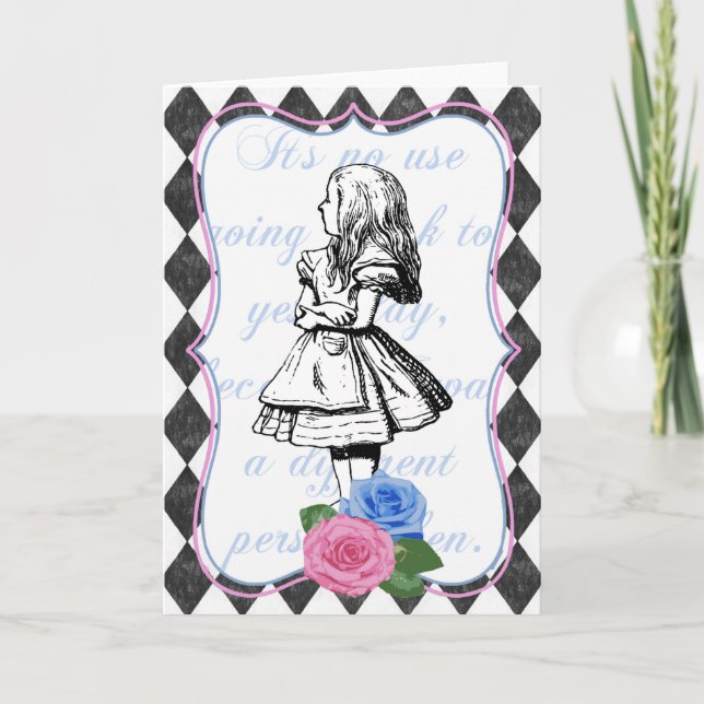 Vintage Alice in Wonderland Blank Greeting Card (Front)