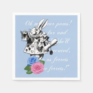Vintage Alice in Wonderland Blue Rabbit Napkins